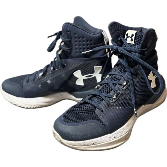 Under Armour Women's Highlight Ace Navy White Volleyball Basketball Shoe 6 - Picture 1 of 8
